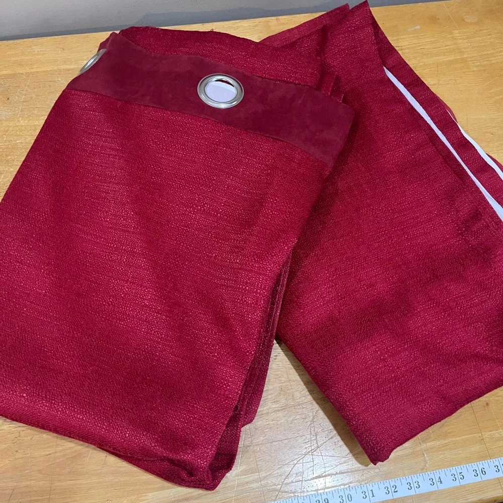 Pier 1 Imports Ciudad Garnet Red Grommet Curtain Panels 54x84 Set of 2 Vtg‎